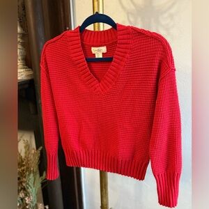 Jessica Simpson Bold Red V-Neck Sweater